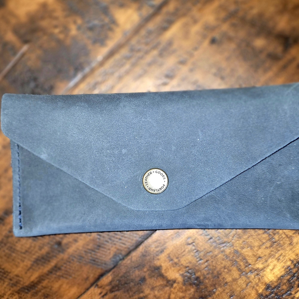 Gray Leather Envelope Wallet